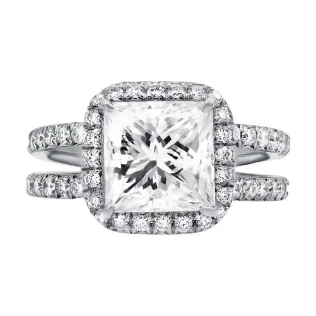 DIANA M. JEWELS Diana M. Jewels Halo Platinum Diamond Engagement Ring Sz. 5.5 by The Solist