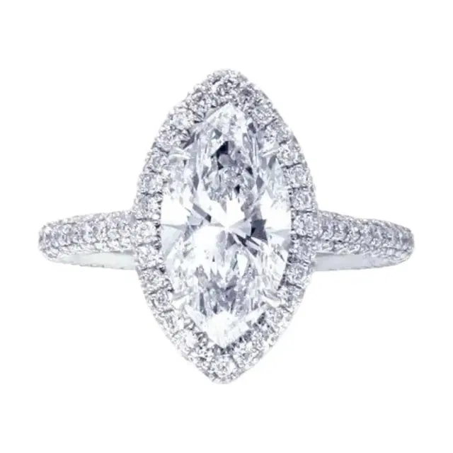 DIANA M. JEWELS Diana M. Jewels Marquise Cut Halo Platinum Diamond Engagement Ring Sz. 6 by The Solist