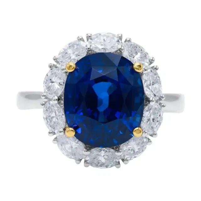 DIANA M. JEWELS Diana M. Jewels Platinum Sapphire & Diamond Statement Ring by The Solist