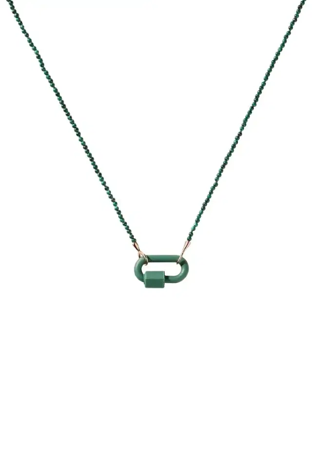 Marla Aaron Malachite Tone On Tone Rubber Lock Necklace