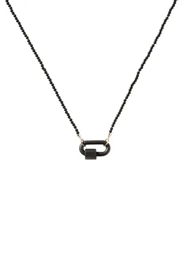 Marla Aaron Black Agate Tone On Tone Rubber Lock Necklace