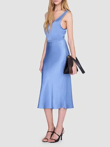 Anine Bing Women's Bar Silk Midi Skirt - Blue - Size Large | Thumbnail 2