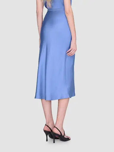 Anine Bing Women's Bar Silk Midi Skirt - Blue - Size Large | Thumbnail 3