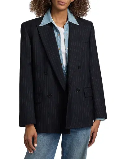Nili Lotan Women's Leston Pinstriped Stretch-Wool Blazer | Thumbnail 3