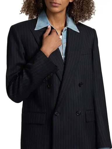 Nili Lotan Women's Leston Pinstriped Stretch-Wool Blazer | Thumbnail 6