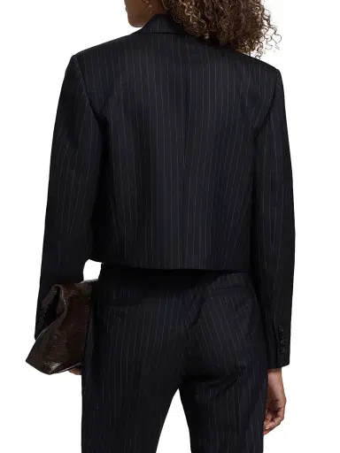 Nili Lotan Women's Swan Pinstriped Stretch-Wool Crop Blazer - Midnight Pinstripes - Size 12 | Thumbnail 5 Nili Lotan Women's Swan Pinstriped Stretch-Wool Crop Blazer - Midnight Pinstripes - Size 12 | Thumbnail 5