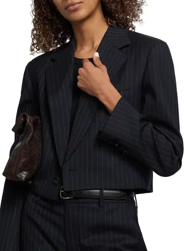 Nili Lotan Women's Swan Pinstriped Stretch-Wool Crop Blazer - Midnight Pinstripes - Size 12 | Thumbnail 6 Nili Lotan Women's Swan Pinstriped Stretch-Wool Crop Blazer - Midnight Pinstripes - Size 12 | Thumbnail 6