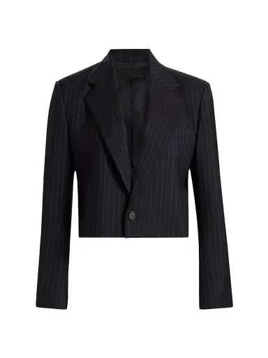 Nili Lotan Women's Swan Pinstriped Stretch-Wool Crop Blazer - Midnight Pinstripes - Size 12 | Thumbnail 1 Nili Lotan Women's Swan Pinstriped Stretch-Wool Crop Blazer - Midnight Pinstripes - Size 12 | Thumbnail 1