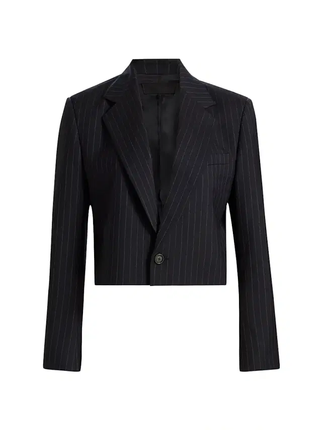 Nili Lotan Women's Swan Pinstriped Stretch-Wool Crop Blazer - Midnight Pinstripes