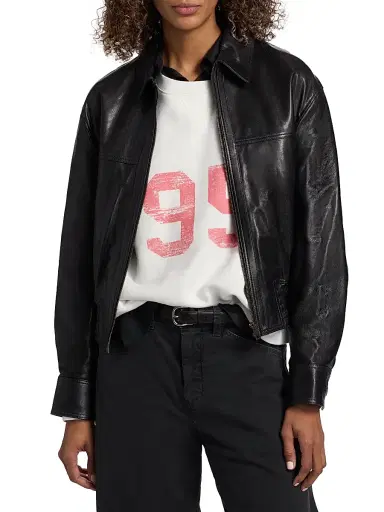 Nili Lotan Women's Aime Leather Bomber Jacket | Thumbnail 3 Nili Lotan Women's Aime Leather Bomber Jacket | Thumbnail 3