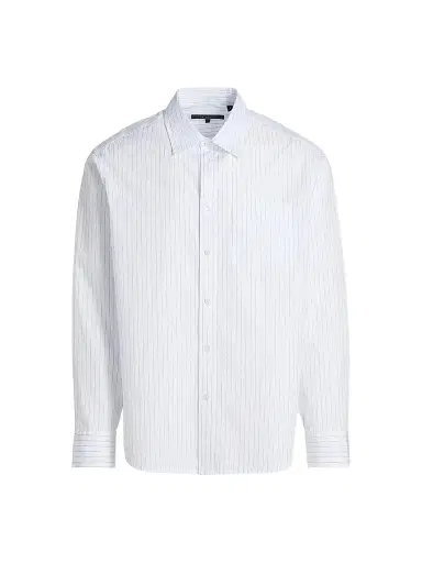 rag & bone Men's Pinstriped Poplin Shirt - White Blue Stripe | Thumbnail 1