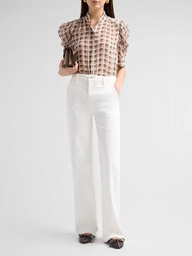 Frame Women's The Gillian Sheer Plaid Silk Top | Thumbnail 2 Frame Women's The Gillian Sheer Plaid Silk Top | Thumbnail 2