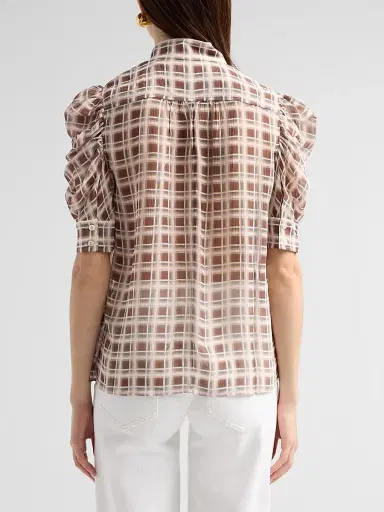 Frame Women's The Gillian Sheer Plaid Silk Top | Thumbnail 3 Frame Women's The Gillian Sheer Plaid Silk Top | Thumbnail 3