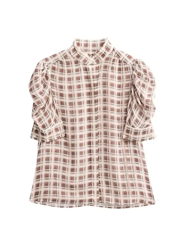 FRAME Women's The Gillian Silk Top - Silver Peony Plaid