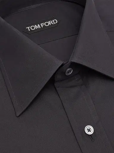 TOM FORD Men's Slim-Fit Cotton Poplin Dress Shirt - Black | Thumbnail 2 TOM FORD Men's Slim-Fit Cotton Poplin Dress Shirt - Black | Thumbnail 2