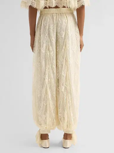 Hemant & Nandita Women's Floral Lace Parachute Pants - Eggshell - Size Medium | Thumbnail 3 Hemant & Nandita Women's Floral Lace Parachute Pants - Eggshell - Size Medium | Thumbnail 3