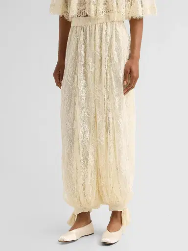 Hemant & Nandita Women's Floral Lace Parachute Pants - Eggshell - Size Medium | Thumbnail 4 Hemant & Nandita Women's Floral Lace Parachute Pants - Eggshell - Size Medium | Thumbnail 4
