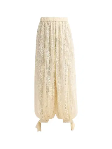 Hemant & Nandita Women's Floral Lace Parachute Pants - Eggshell - Size Medium | Thumbnail 1 Hemant & Nandita Women's Floral Lace Parachute Pants - Eggshell - Size Medium | Thumbnail 1