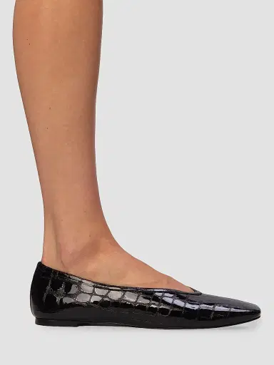 Black Suede Studio Women's Ayra Croc Ballerinas - Black Croc - Size 12 | Thumbnail 5