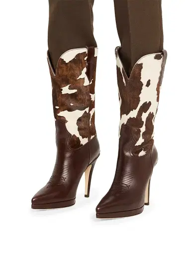 Partlow Women's Izzie 110MM Calf Hair Leather Cowboy Boots - Marrone - Size 7 | Thumbnail 2