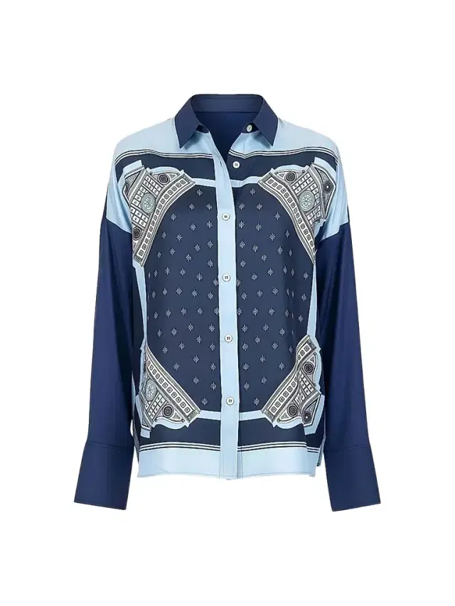 Callas Milano Women's Sirene Scarf-Front Shirt - Ocean Navy