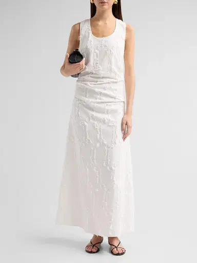 Proenza Schouler White Label Women's Violeta Gathered Jacquard Maxi Dress - Off White - Size 14 | Thumbnail 2