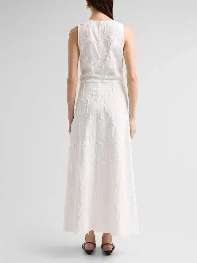 Proenza Schouler White Label Women's Violeta Gathered Jacquard Maxi Dress - Off White - Size 14 | Thumbnail 3