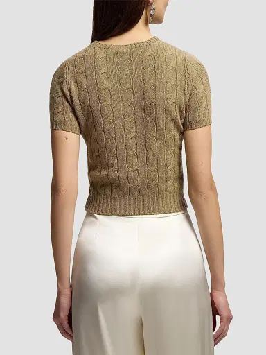 Ralph Lauren Collection Women's Cable-Knit Cashmere Cropped Sweater | Thumbnail 2 Ralph Lauren Collection Women's Cable-Knit Cashmere Cropped Sweater | Thumbnail 2