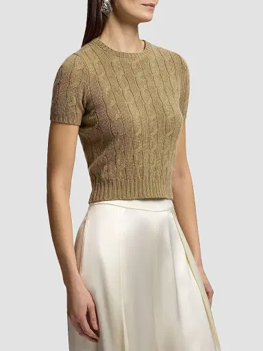 Ralph Lauren Collection Women's Cable-Knit Cashmere Cropped Sweater | Thumbnail 5 Ralph Lauren Collection Women's Cable-Knit Cashmere Cropped Sweater | Thumbnail 5