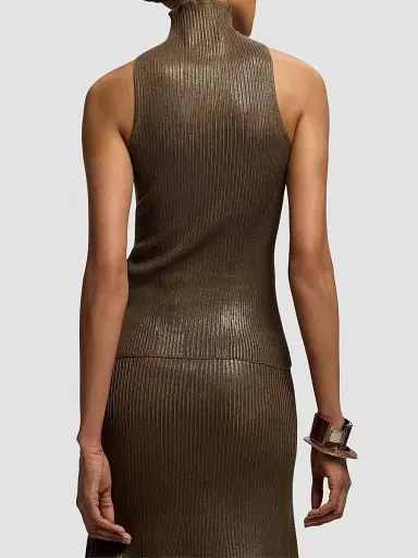 Ralph Lauren Collection Women's Rib-Knit Sleeveless Mock Turtleneck Sweater - Portobello - Size XS | Thumbnail 4 Ralph Lauren Collection Women's Rib-Knit Sleeveless Mock Turtleneck Sweater - Portobello - Size XS | Thumbnail 4