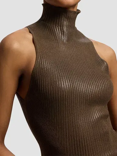 Ralph Lauren Collection Women's Rib-Knit Sleeveless Mock Turtleneck Sweater - Portobello - Size XS | Thumbnail 5 Ralph Lauren Collection Women's Rib-Knit Sleeveless Mock Turtleneck Sweater - Portobello - Size XS | Thumbnail 5