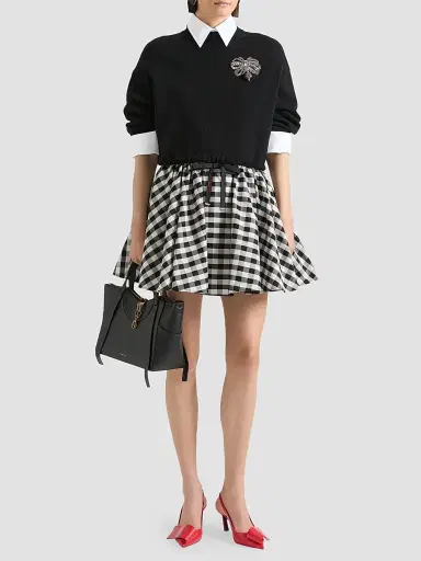 Givenchy Women's Sweater in Wool and Cotton with Embroidered Bow - Black - Size XS | Thumbnail 2 Givenchy Women's Sweater in Wool and Cotton with Embroidered Bow - Black - Size XS | Thumbnail 2