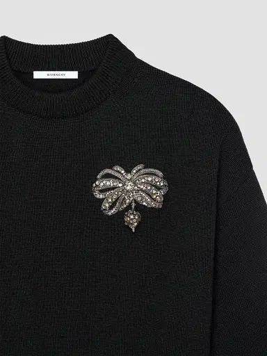 Givenchy Women's Sweater in Wool and Cotton with Embroidered Bow - Black - Size XS | Thumbnail 5 Givenchy Women's Sweater in Wool and Cotton with Embroidered Bow - Black - Size XS | Thumbnail 5