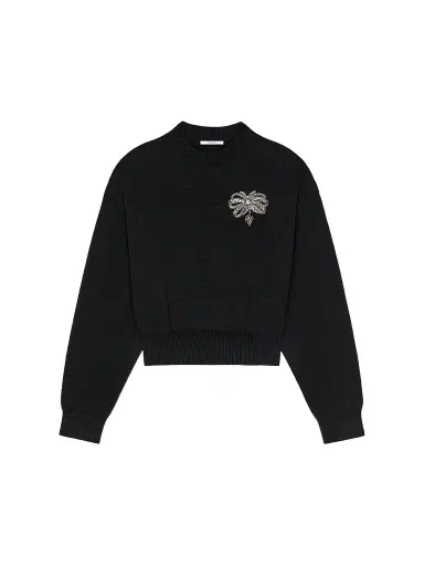 Givenchy Women's Sweater in Wool and Cotton with Embroidered Bow - Black - Size XS | Thumbnail 1 Givenchy Women's Sweater in Wool and Cotton with Embroidered Bow - Black - Size XS | Thumbnail 1