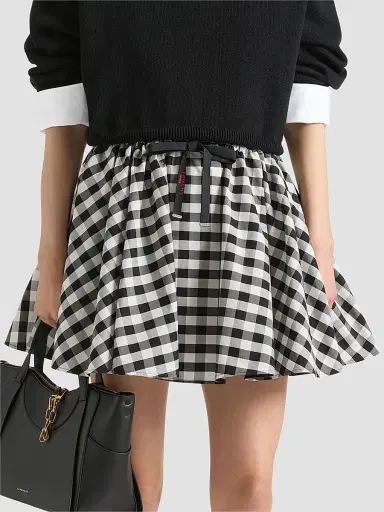 Givenchy Women's Mini Pleated Skirt in Checked Cotton | Thumbnail 2 Givenchy Women's Mini Pleated Skirt in Checked Cotton | Thumbnail 2
