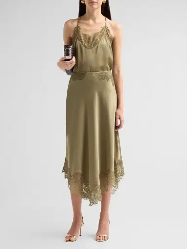 Ba&sh Women's Coni Slip Midi Skirt - Kaki | Thumbnail 2