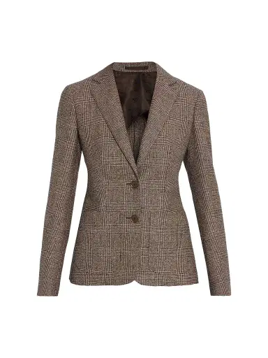 Burberry Women's Sabella Check Wool-Linen Tailored Jacket | Thumbnail 1