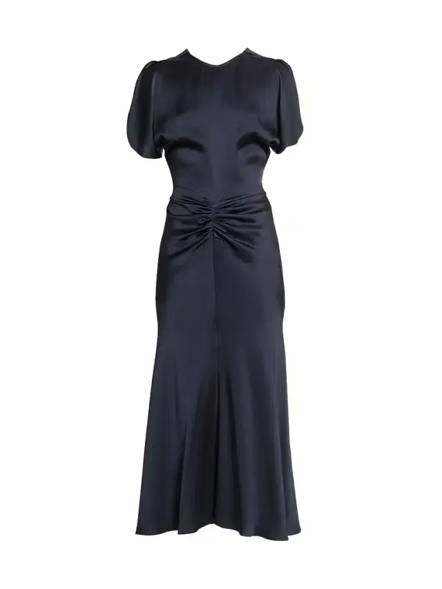 Women's Bela Satin Ruched Midi Dress - Midnight