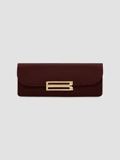 Victoria Beckham Women's Dorian East-West Velvet Clutch - Dark Burgundy | Thumbnail 5