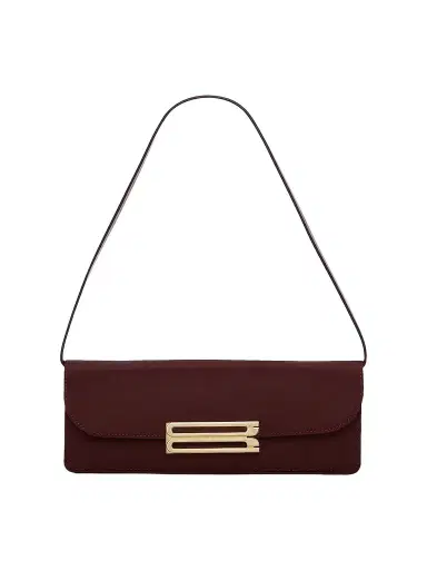 Victoria Beckham Women's Dorian East-West Velvet Clutch - Dark Burgundy | Thumbnail 1