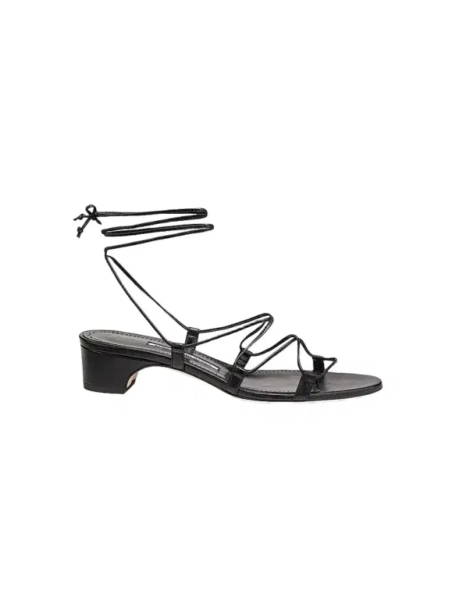 Manolo Blahnik Women's Strappy Leather Sandals - Black