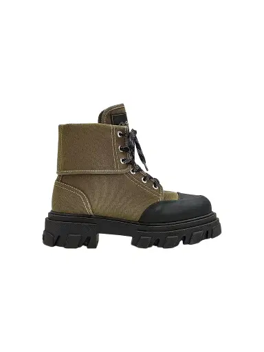 Ganni Women's Cleated Ankle Boots - Military Olive - Size 11 | Thumbnail 1