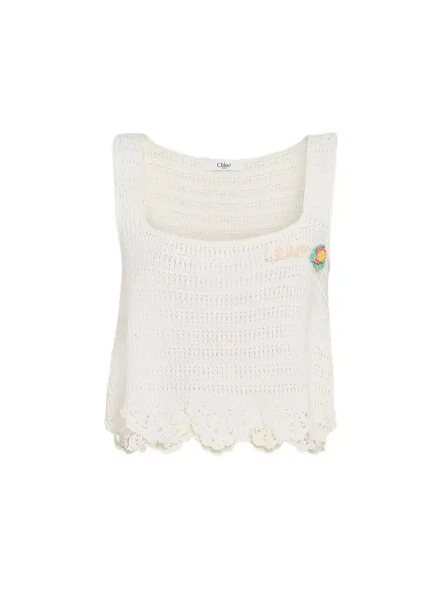 Women's À La Plage Logo-Detail Crochet Cotton Tank - Iconic Milk