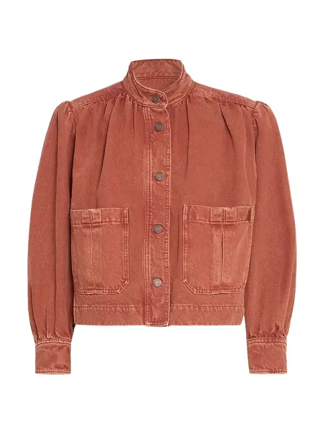 Chloé Women's Stand-Collar Cotton Jacket - Crimson Brown