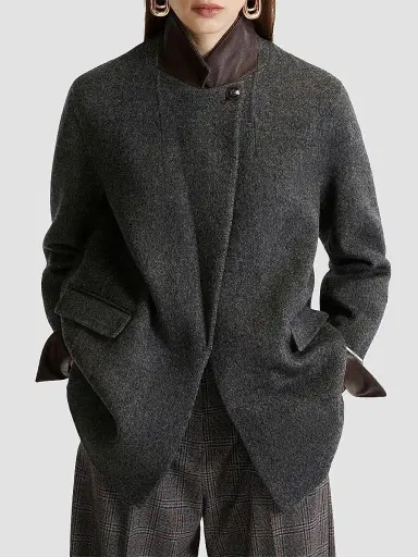 Marella Women's Pure Wool Double Sided Fabric Blazer - Melange Dark Grey - Size 12 | Thumbnail 3 Marella Women's Pure Wool Double Sided Fabric Blazer - Melange Dark Grey - Size 12 | Thumbnail 3
