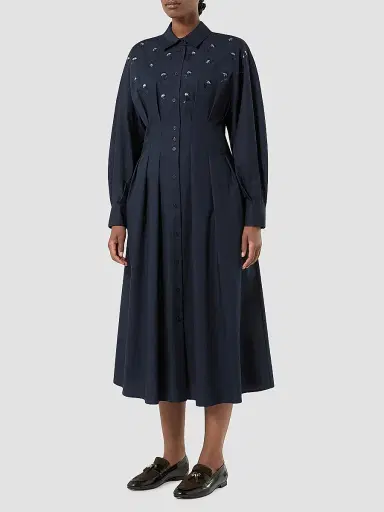 Marina Rinaldi Women's Embroidered Poplin Dress - Ultramarine - Size 20 | Thumbnail 2
