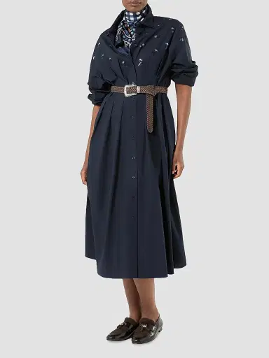 Marina Rinaldi Women's Embroidered Poplin Dress | Thumbnail 3