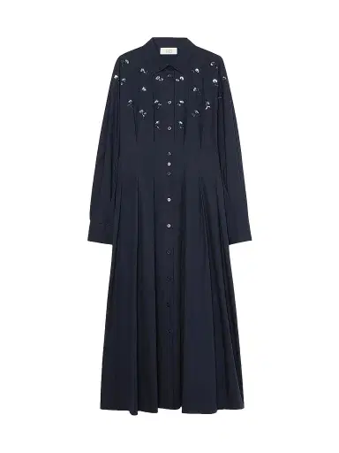Marina Rinaldi Women's Embroidered Poplin Dress - Ultramarine - Size 20 | Thumbnail 1