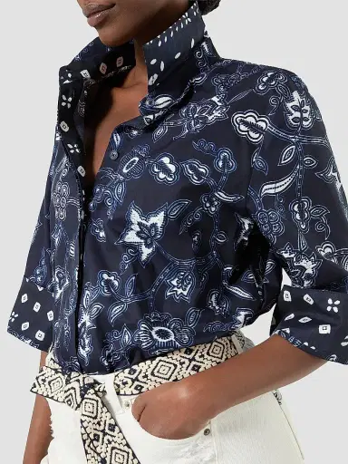 Marina Rinaldi Women's Cotton Poplin Shirt - Navy - Size 18 | Thumbnail 5 Marina Rinaldi Women's Cotton Poplin Shirt - Navy - Size 18 | Thumbnail 5