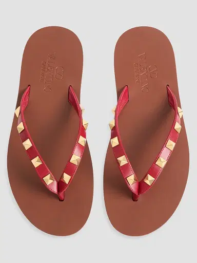 Valentino Garavani Women's Rockstud Calfskin 05MM Thong Sandals | Thumbnail 4